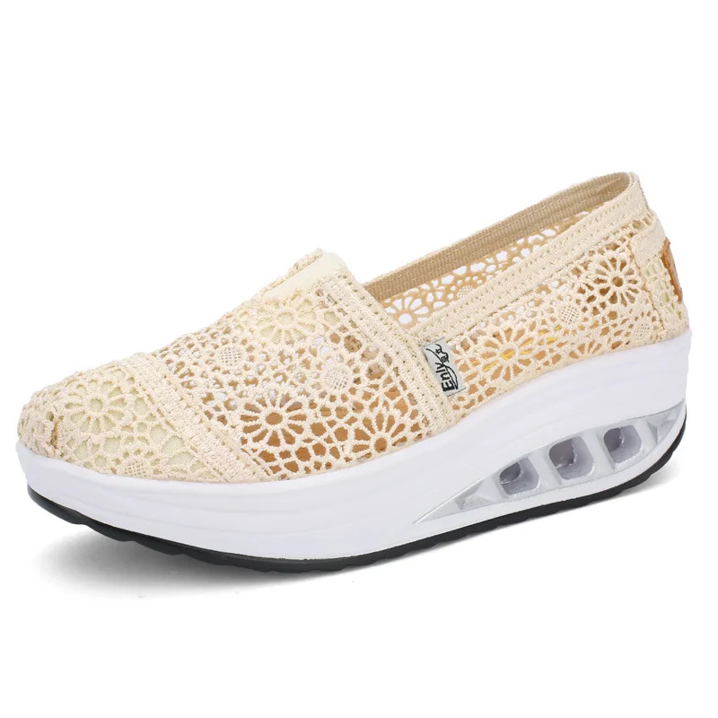 

Women's shoes sandals hollow out breathable wedges canvas shoes lace shake shoes
