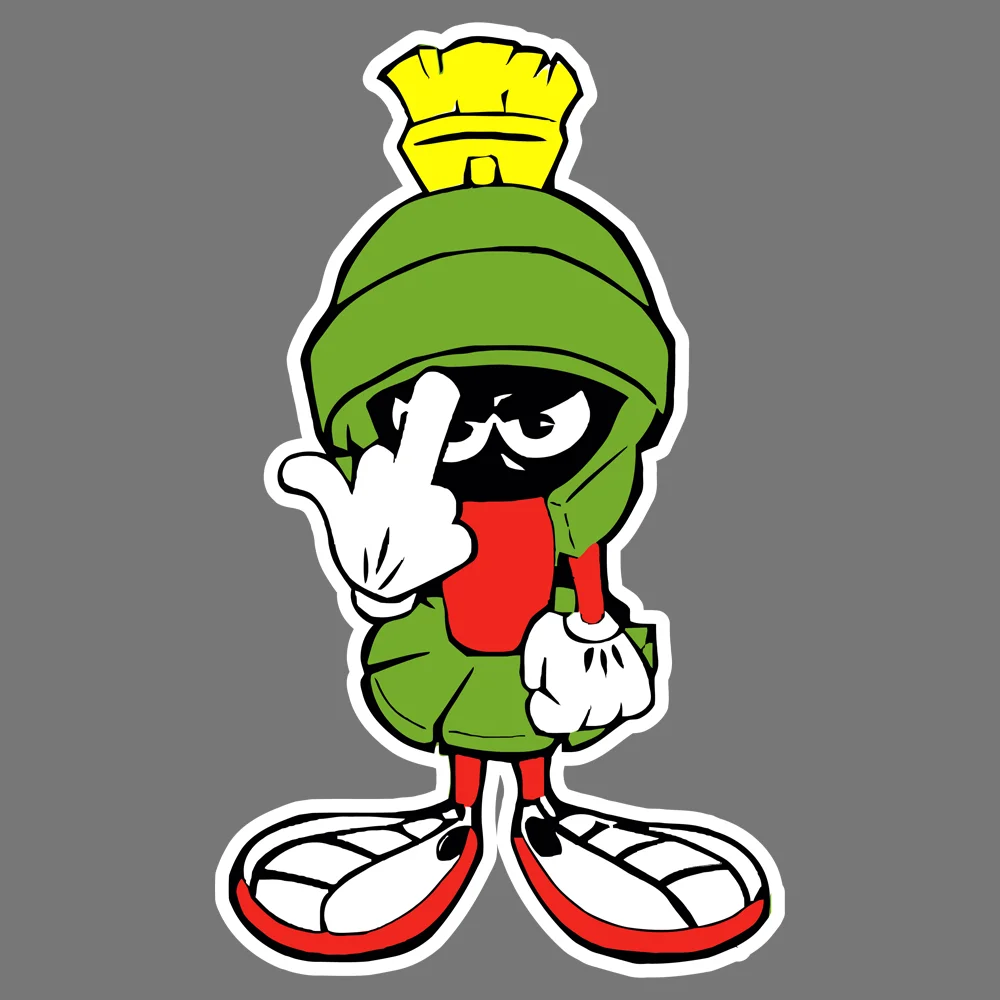 

Marvin The Martian Flip Off Funny Vinyl Sticker Car Window Decal JDM Creative Stickers Styling Cover Scratches PVC Accessories
