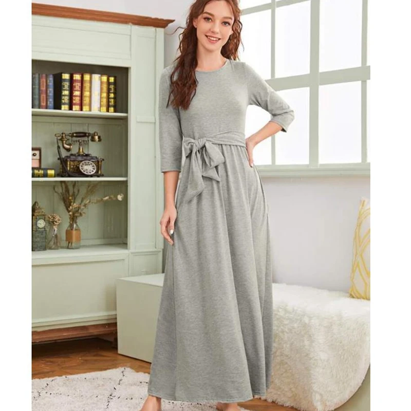 Пижама осенне-зимнее платье лидер продаж Женская однотонная очень длинная
