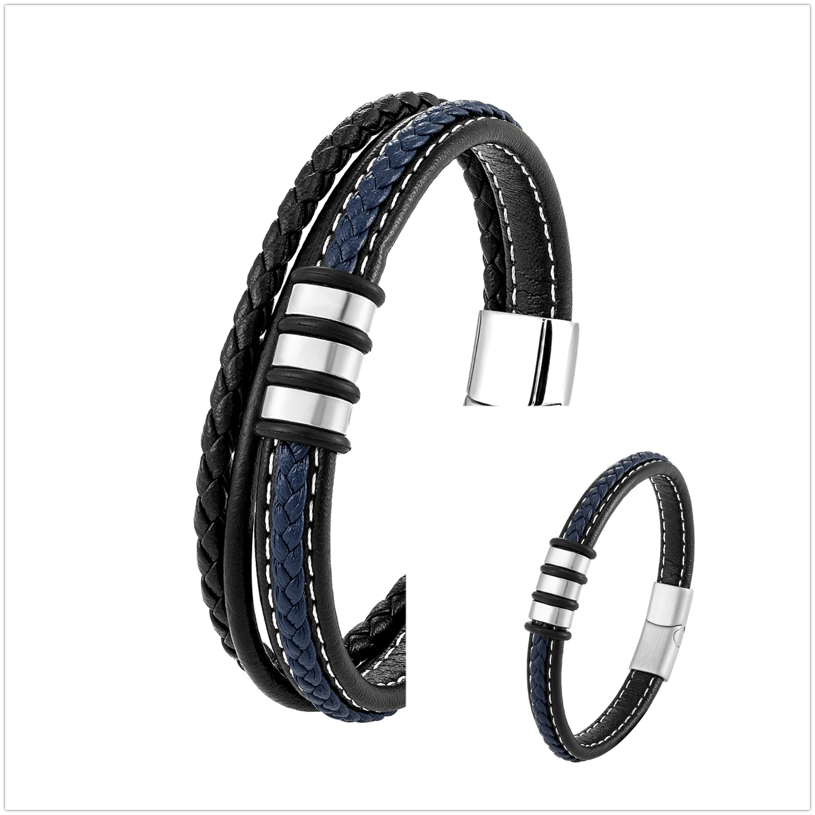 Новинка 2021 соединяющийся браслет из нержавеющей стали 316L для пар черный синий