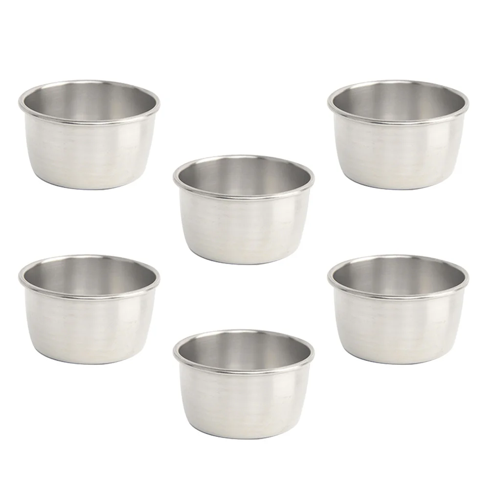 

6pcs 80ml Stainless Steel Sauce Cups Seasoning Dishes Food Dipping Bowls Soy Saucer Ketchup Cup (Small Size)