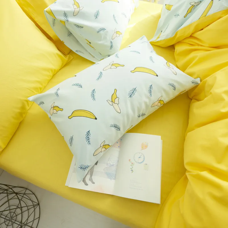 Желтый комплект пододеяльников из 100% хлопка с рисунком банана пододеяльник
