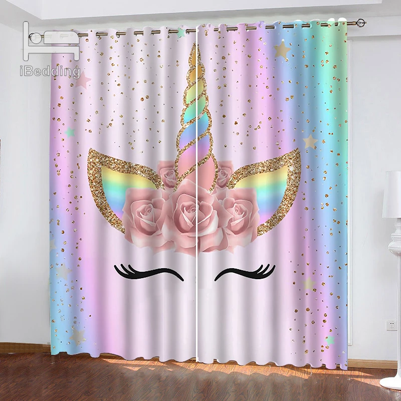 Iпостельные принадлежности Радуга Единорог цветок пятно гостиной занавес