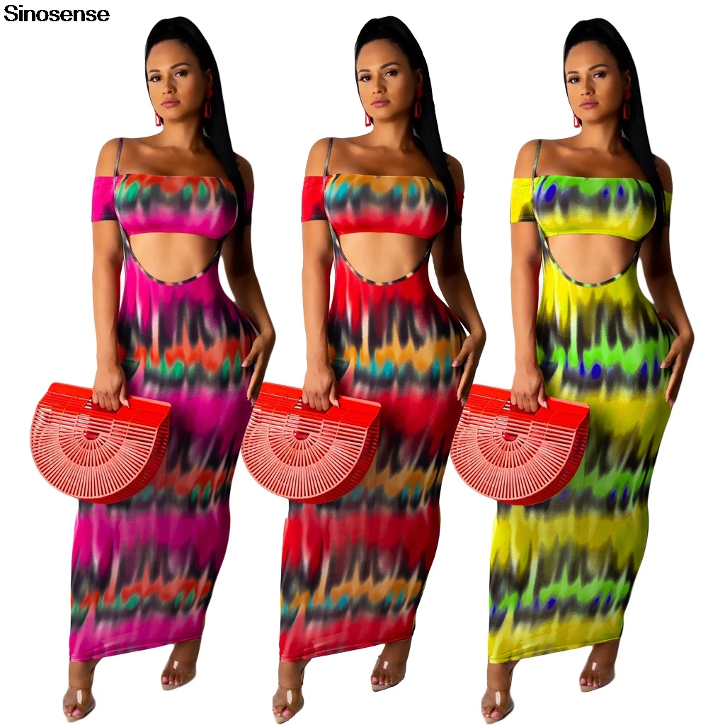 Новая летняя юбка из двух частей комплект 2019 с принтом открытыми плечами