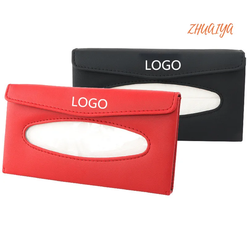 1set Universal Car Sun Visor Tissue Box Holder PU Leather Cover Case Accessories For Nissan logo Qashqai J10 J11 |