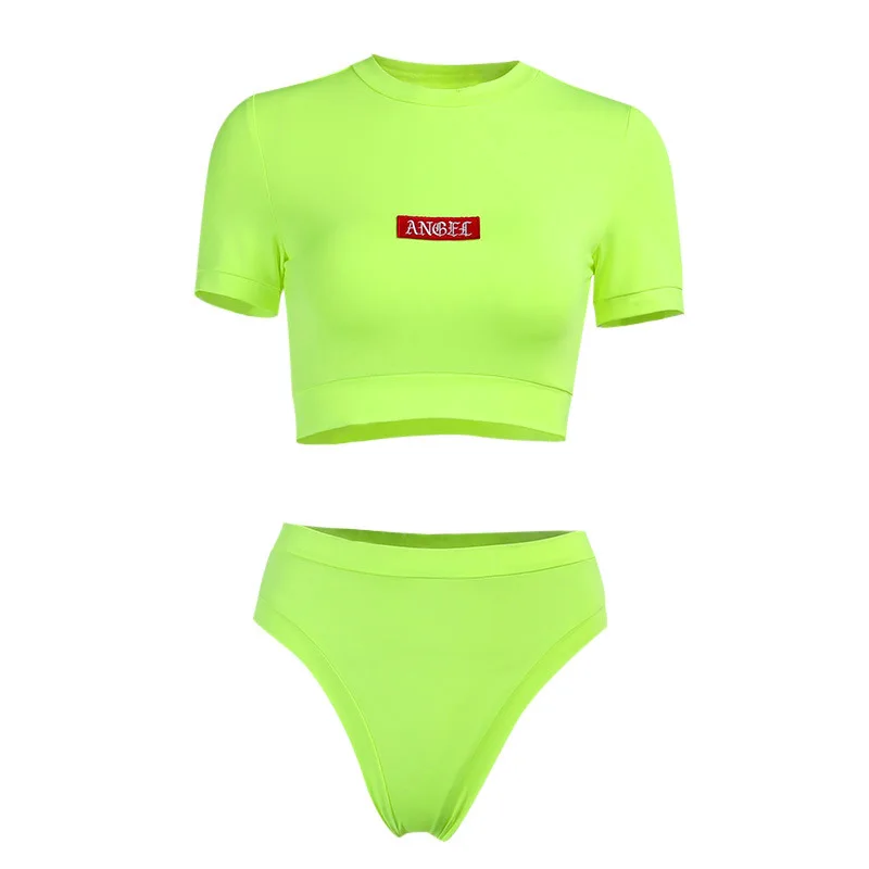 

Yimunancy 2-piece Women's Short-sleeved Top + Panties 2021 Summer Women's Sportswear Sexy Suit