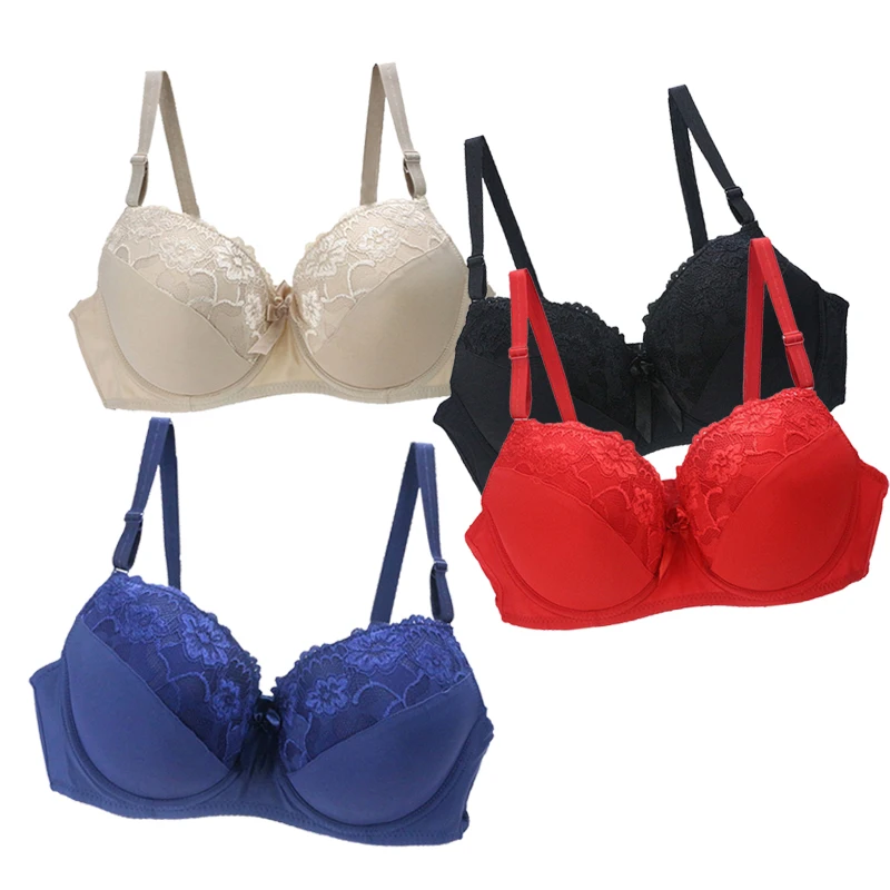 Кружевной бюстгальтер для женщин нижнее белье большого размера с пуш апом чашкой