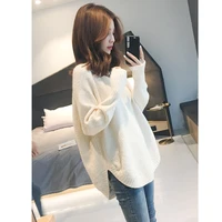 lazy wind loose a fairy real women sweater v lead casual loose warm comfortable round neck long sleeve female top