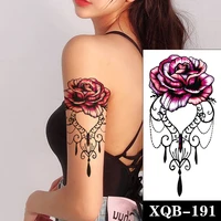 temporary tattoo stickers watercolor flower jewelry necklace totem fake tattoos waterproof tatoos leg arm large size women girl