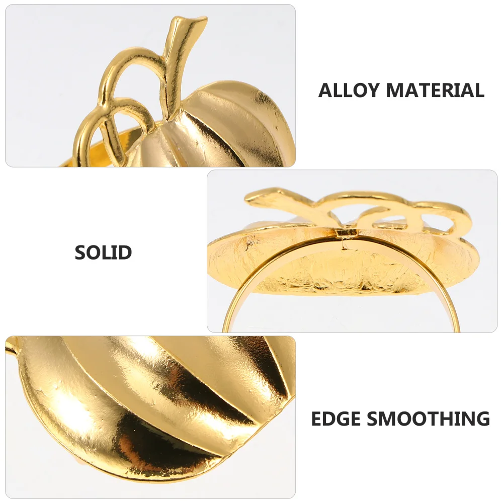 

6Pcs Decorative Design Napkin Buckles Napkin Holder Tableware Adornments(Golden)