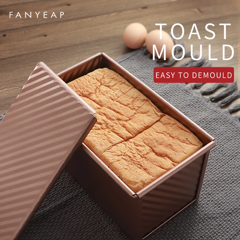 

Rectangular Loaf Pan Carbon Steel Non-stick Bellows with Cover Toast Box Mold Bread Mold Baking Tools for Cakes