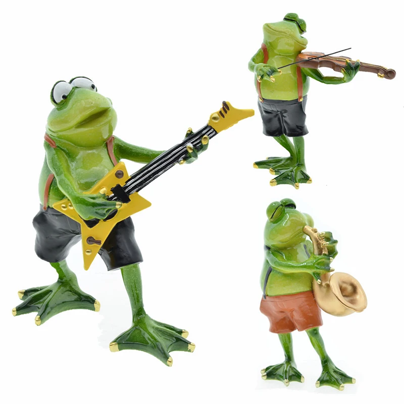 

Musical Animal Play music Gita Violin Funny Resin Frogs Home Room Decoration