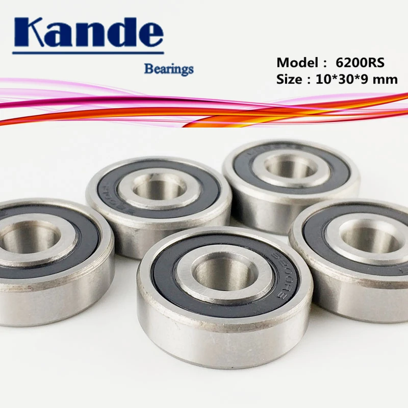 

Kande 6200RS 10PCS ABEC-5 6200 2RS Single Row Deep Groove Ball Bearing 10x30x9 mm 6200RZ