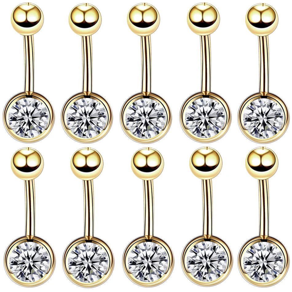 10 шт для пирсинга из хирургической стали один с украшением в виде кристаллов