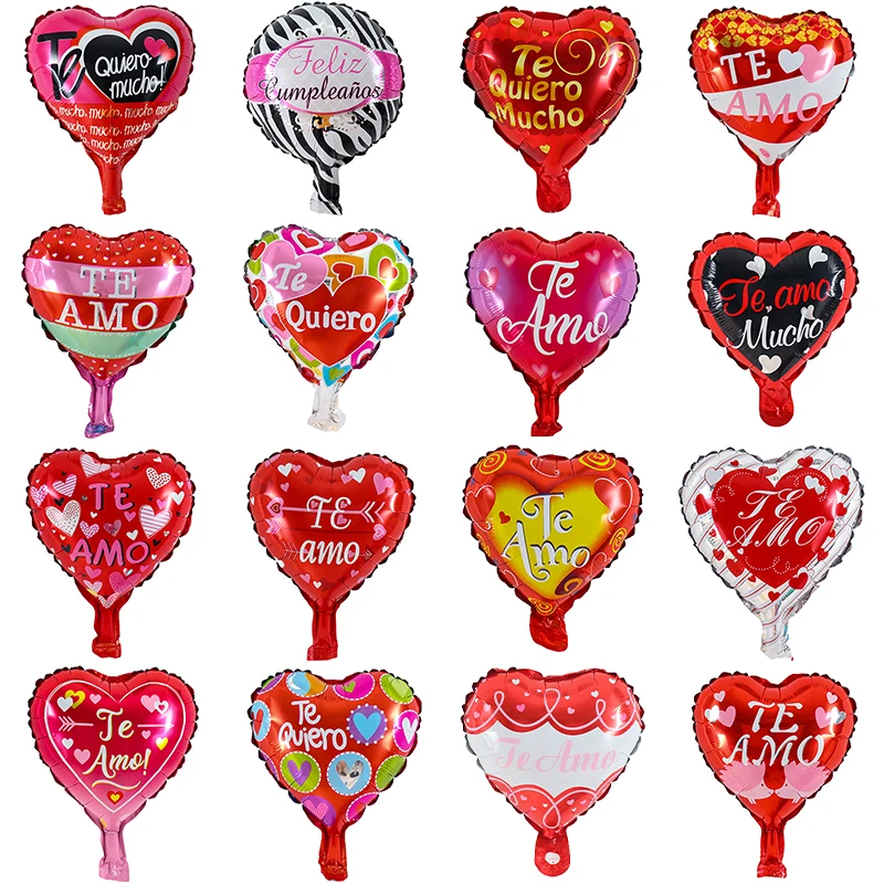 Воздушные шары 10 шт. фольгированные в виде испанского сердца I Love You для свадьбы