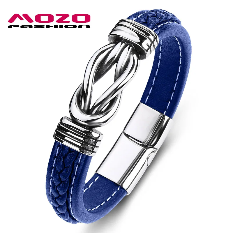 SY074-L MOZO, модный,, классический, мужской браслет, кожа, нержавеющая сталь, браслет с подвесками, женский, крест, панк, ювелирный браслет, подарки, зеленый - Окраска металла: SY074-L