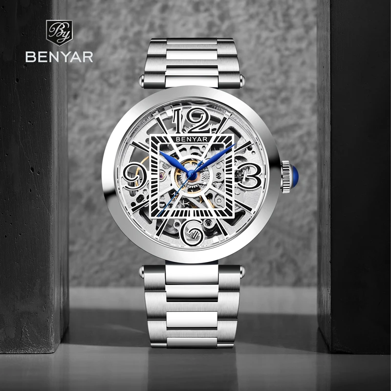 BENYAR 2021 New Men's Watches Luxury Automatic Watch For Men Mechanical Wristwatches Top Brand Skeleton Waterproof Clock Reloj