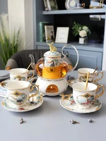 european ceramic tea cup and saucer set bone china coffee cups set 46pcs high borosilicate glass teapot teatime mug