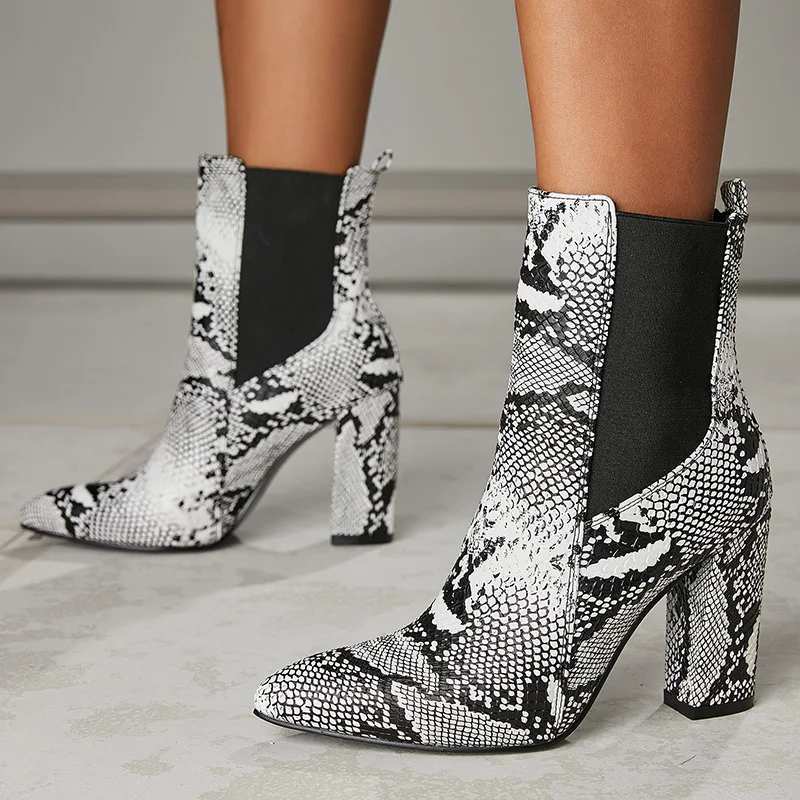 Женские ботильоны на высоком квадратном каблуке 9 5 см большие размеры 42 ботинки в