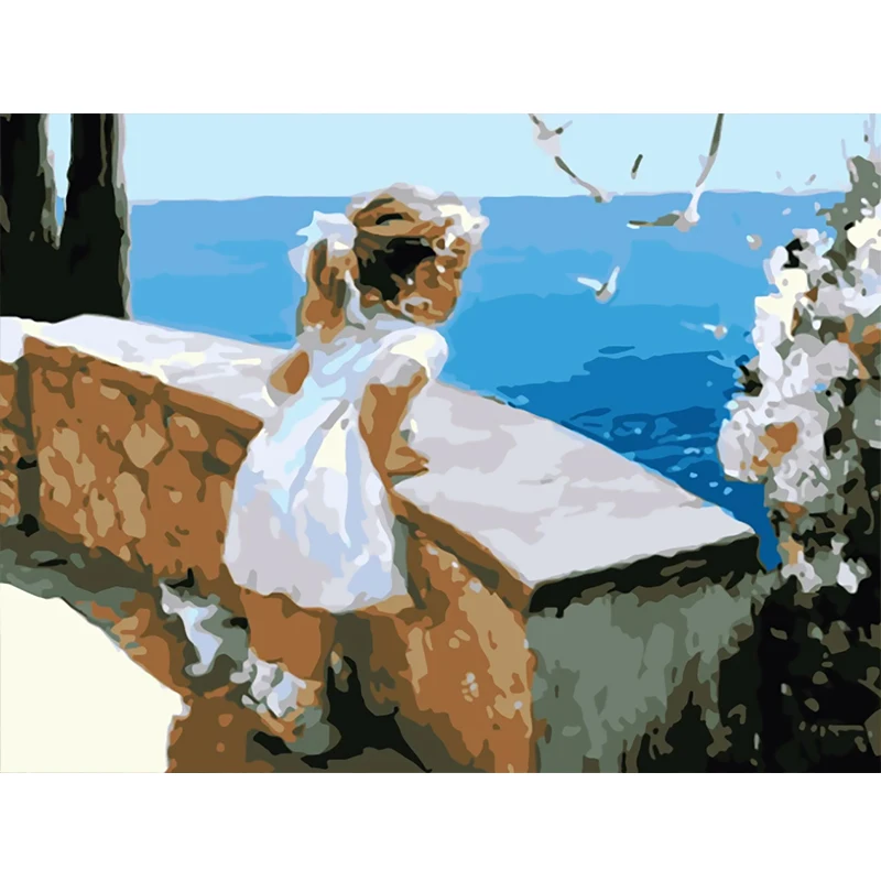 

2020 New Framed Oil Painting By Numbers Cute Girl Picture By Number Diy Gift HandPainted On Canvas For Home Decor Artcraf