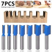 7pcs 8mm shank router bit double flute straight router bit milling cutter for wood tungsten carbide router bit woodworking tools