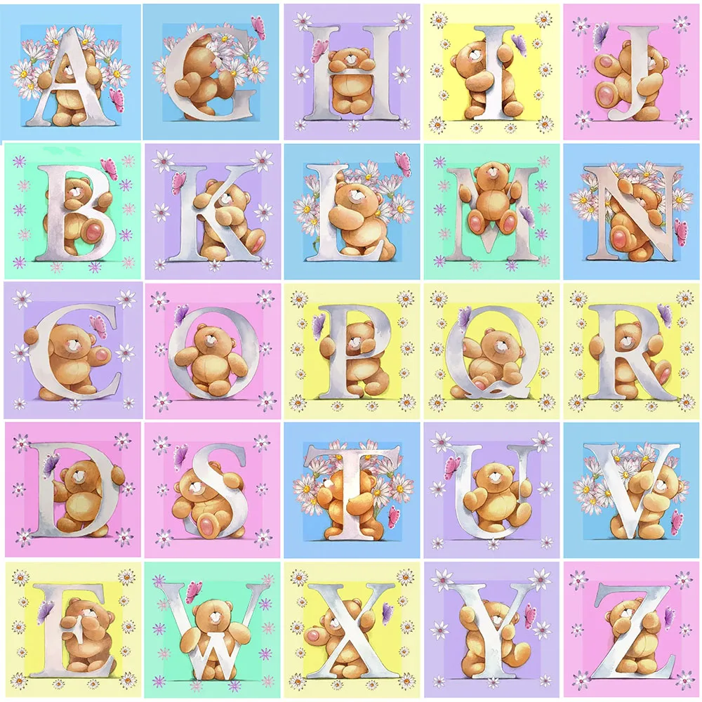 

DIY Diamond Painting Text Mosaic Letter 5d Diamond Embroidery Cross Stitch Bear Word Home Decor Handmade Craft Kit