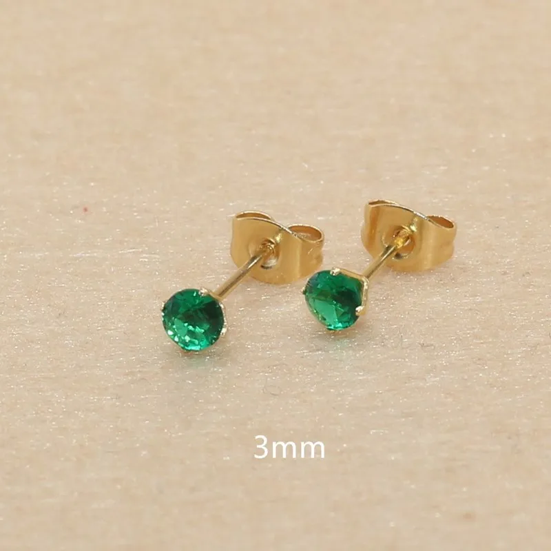 Серьги гвоздики из нержавеющей стали золотистые 3 мм|Серьги-гвоздики| |