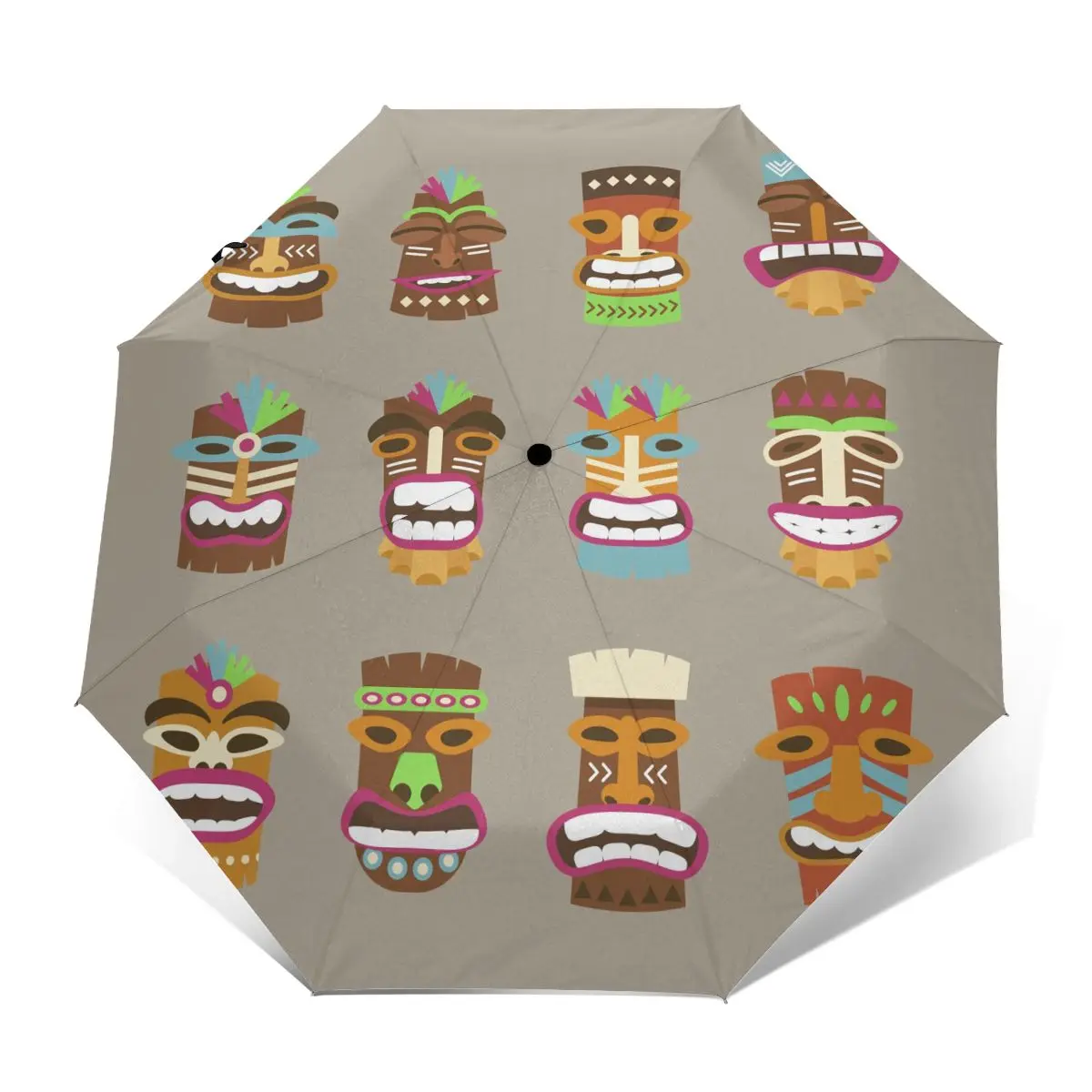 

Ветроустойчивый полностью автоматический зонт, красочные Тики, маски, принт, дождь, 3 складных зонтика, дорожный автомобильный зонт