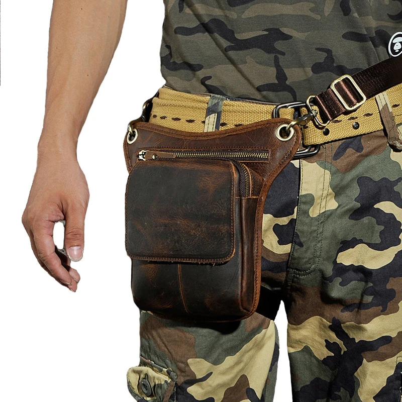 Мужская винтажная поясная сумка Norbinus наплечная мессенджер из натуральной кожи