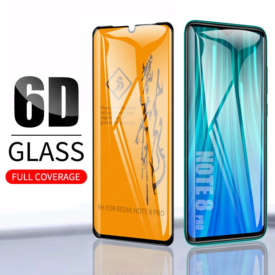 6D полный клей покрытие из закаленного стекла для Xiaomi Redmi Note 8 Pro защита экрана стекло для Mi Redmi Note 8 Защитная стеклянная пленка