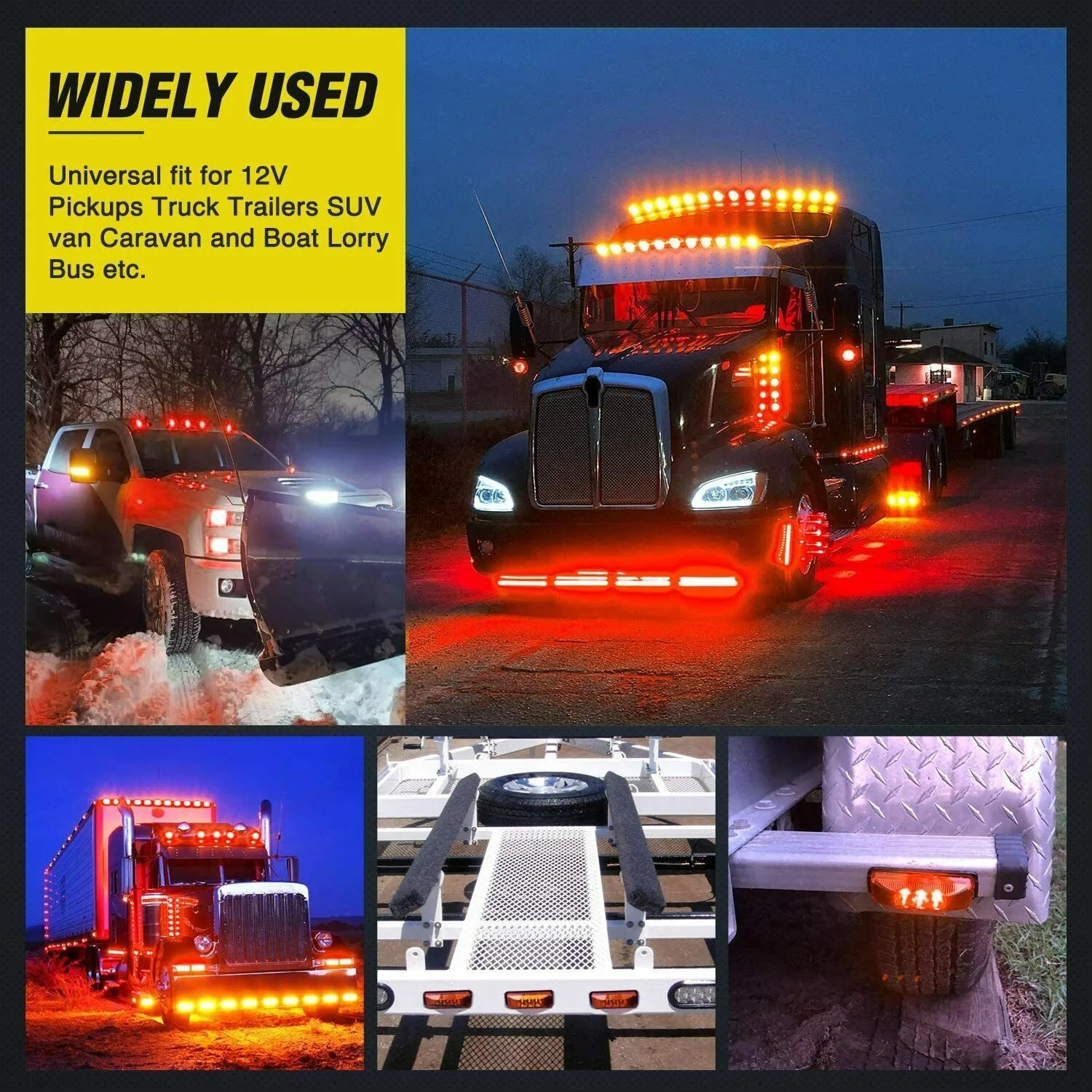 

4x Side Markers Lights Accessories Clearance Light Red Amber Universal