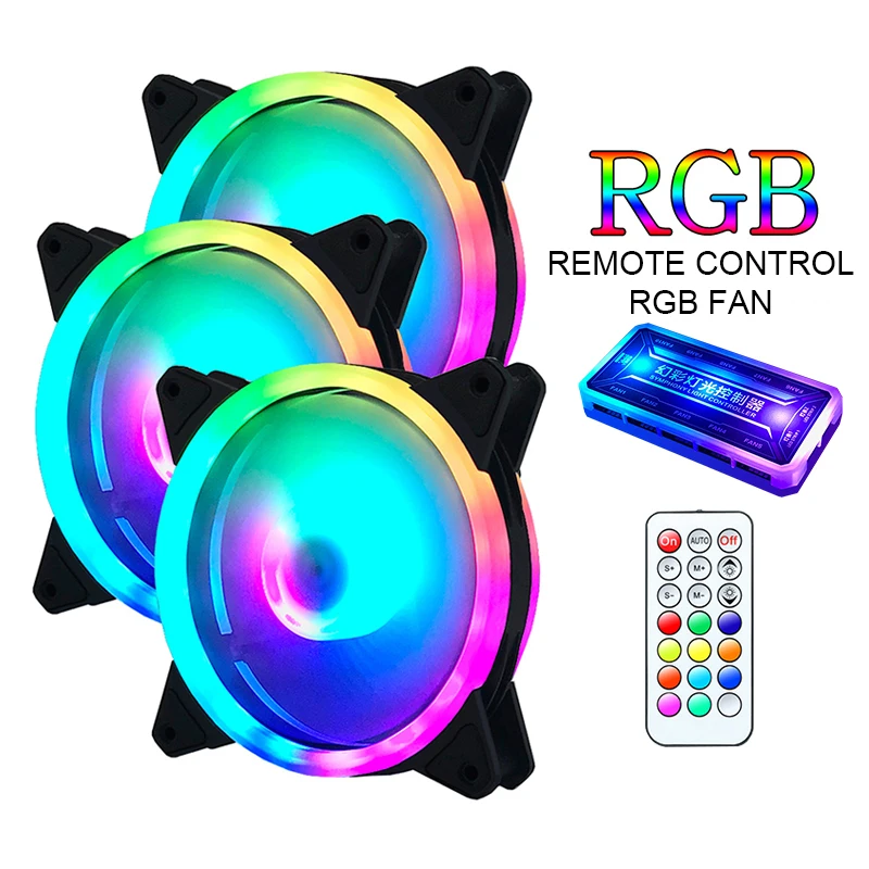 Компьютерный чехол вентилятор для ПК с регулировкой RGB охлаждения 120 мм бесшумный