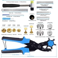 hole punch plier set with punch plier ruler grinding rod plastic hammer leather double cap rivets leather snap fastener 340pcs