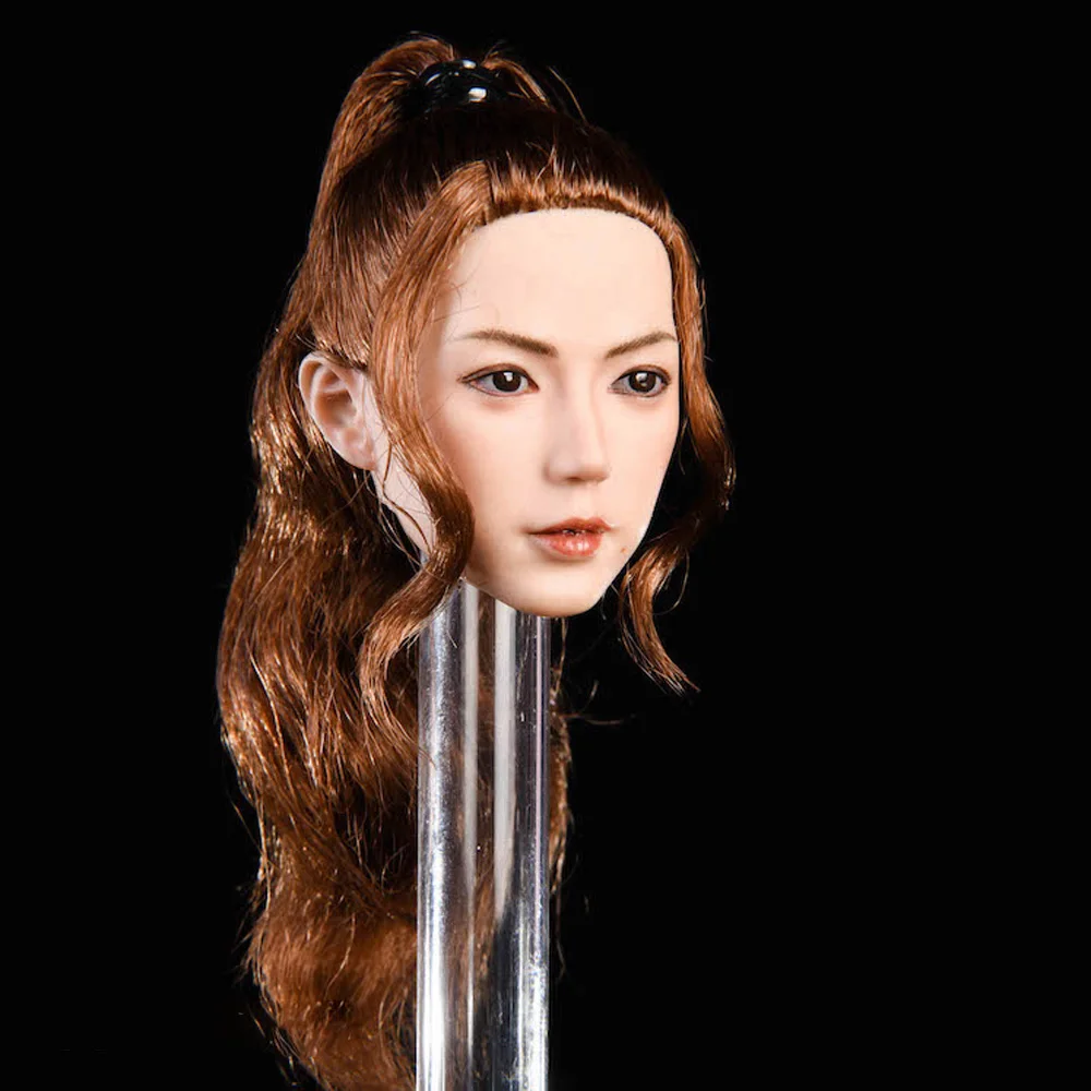 1/6 азиатский золотистый красный черный волос женская модель головы 12-дюймовый
