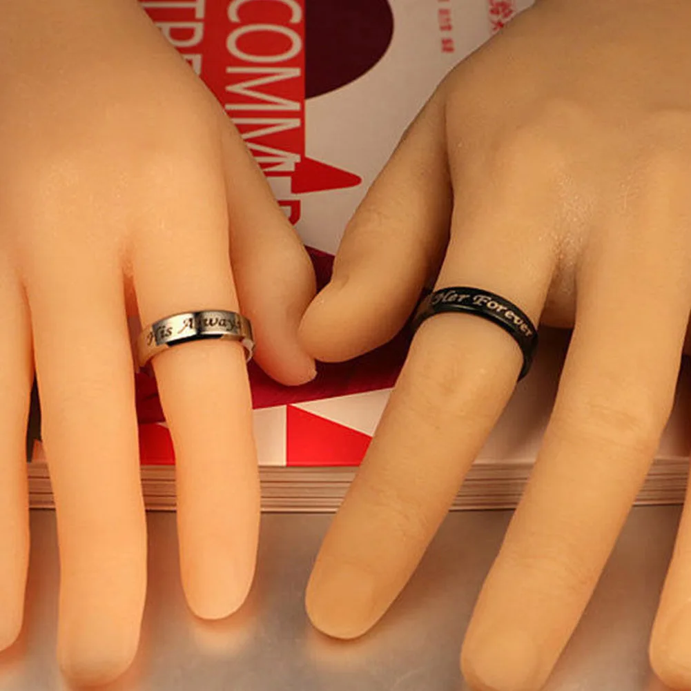 

Round Finger Ring Valentine's Day Gift His Always/Her Forever Titanium Steel Wedding Engagement Ring Fashion Jewelry Couple Ring