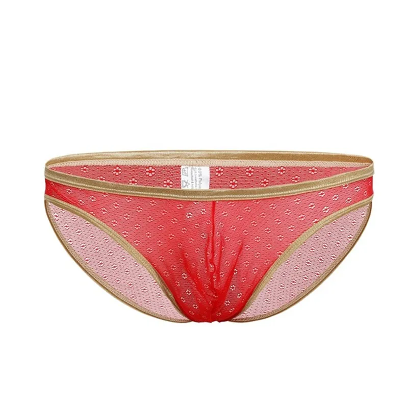 Сексуальные мужские кружевные золотые стринги нижнее белье трусы прозрачные