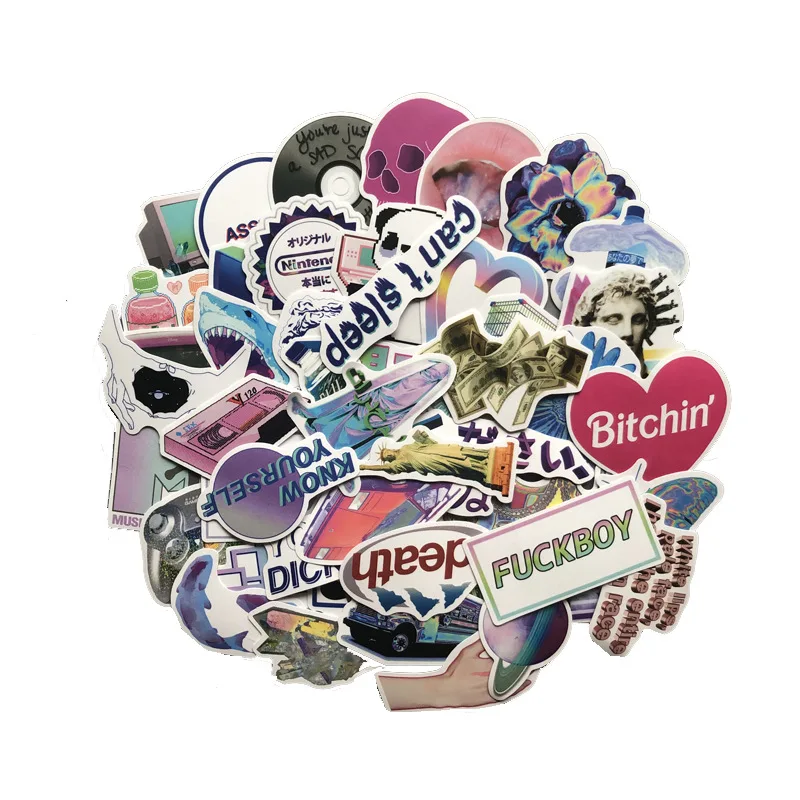 50 шт./упак. стикер с паровой волной для багажа ноутбука наклейка скейтборда