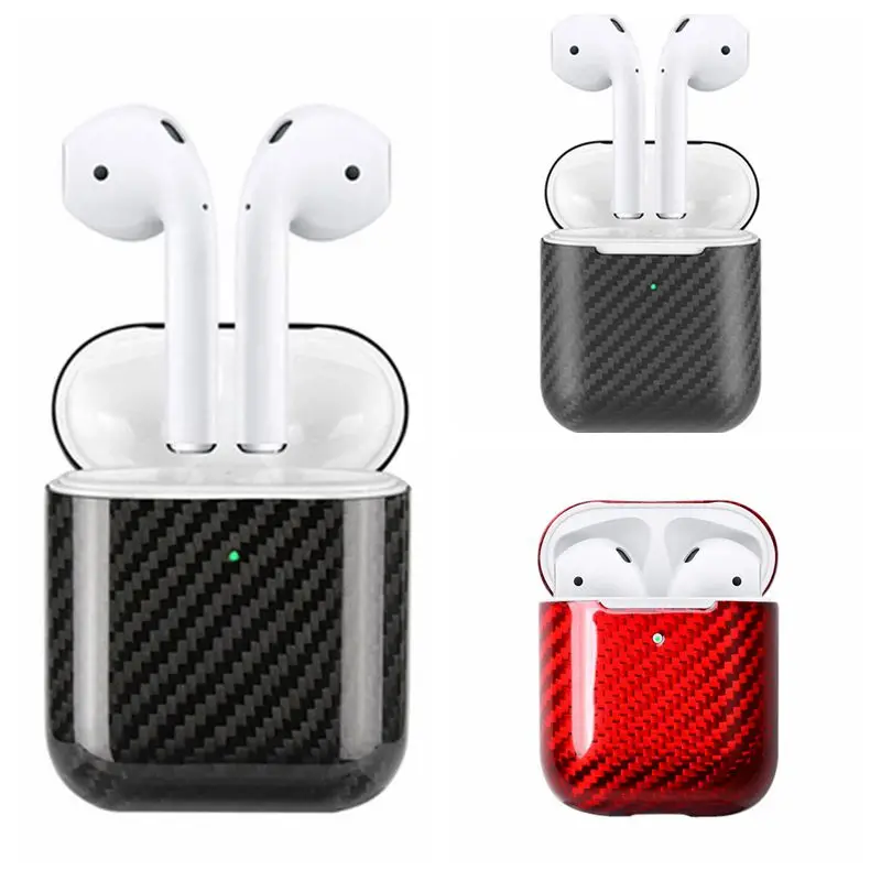 Премиум чехол для наушников из настоящего углеродного волокна для Apple AirPods чехол светодиодный Bluetooth беспроводной чехол для наушников AirPod чехол
