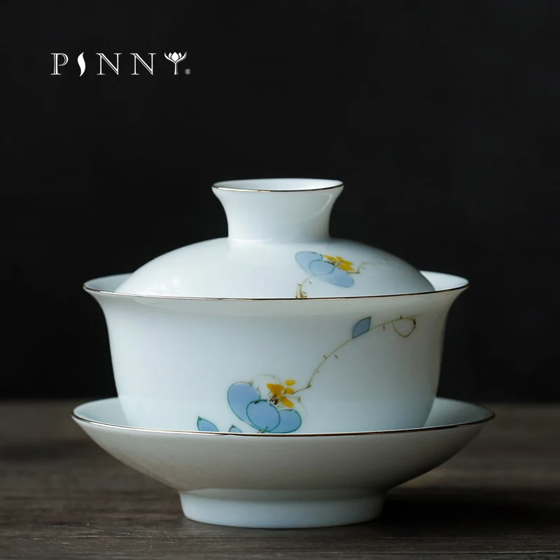 PINNY 160 мл ручная роспись цветение сливы Gaiwan традиционный китайский белый