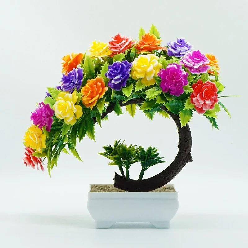 

23cmartificialflower Color Peony Potted Plant Forhome Living Room Decorationgreen Bonsai for Officedesktop Fake Plantdecorations