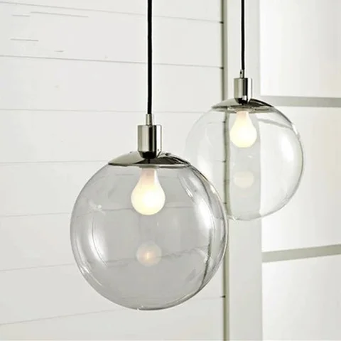 Современная маленькая модная прозрачная стеклянная лампа в форме шара для ресторана, бара, подвесные светильники, индивидуальные одиночные светильники диа20 см, 25 см, 30 см