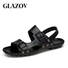 Мужские кожаные сандалии ручной работы, удобные пляжные шлепанцы, уличные модные выразительные тапочки, лето, 2021