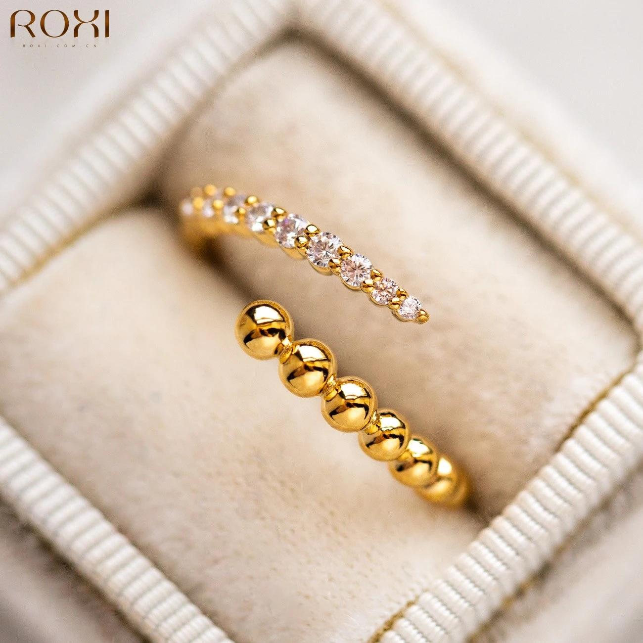 

ROXI White Zircon Trend Rings For Women 925 Silver Jewelr Opening Finger Ring Birthday Friendship Jewelry Gift Anillos Gold Ring