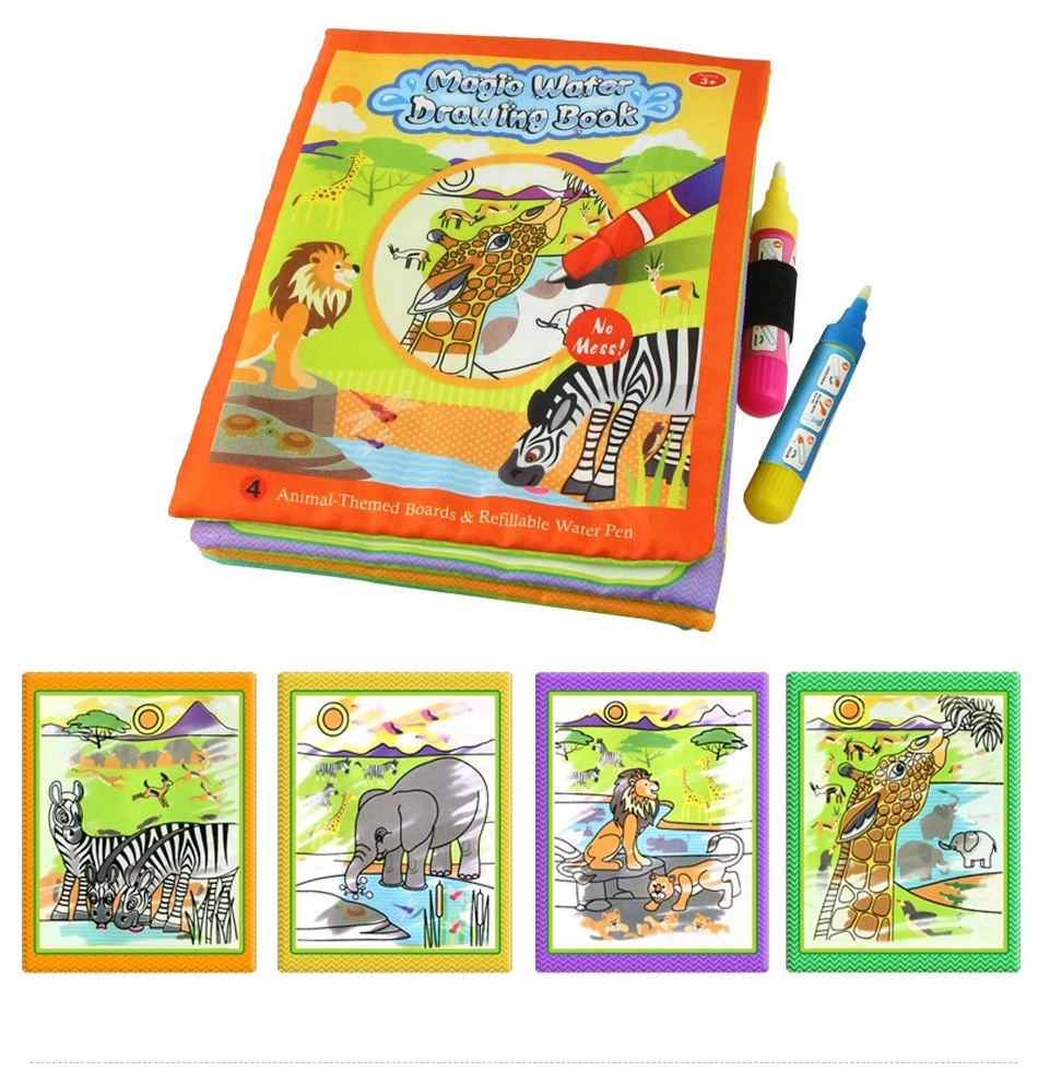 Coolplay 21*17 см Животные водная книга для рисования и 2 волшебные ручки Водная раскраска доска каракули коврик развивающие обучающие игрушки для детей