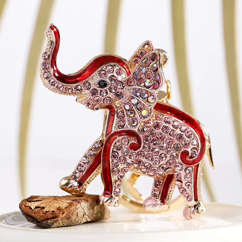CHY-5376Red EASYA, дизайн, 3D, эмаль, Слон-брелок, ремесла, брелок для ключей, модный, кристалл, животное, сумка, подвесные брелоки, уникальное ювелирное изделие, подарок - Цвет: CHY-5376Red