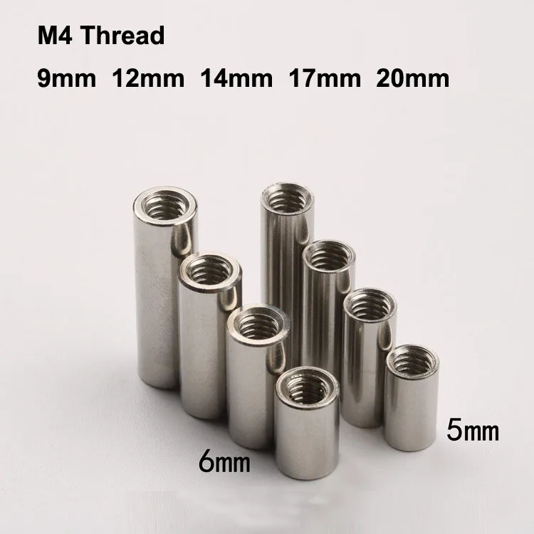 20 шт./лот, 9 мм до 20 мм нержавеющая сталь SUS303 2-клеммная Резьбовая гайка M4 для отверстия 5 мм