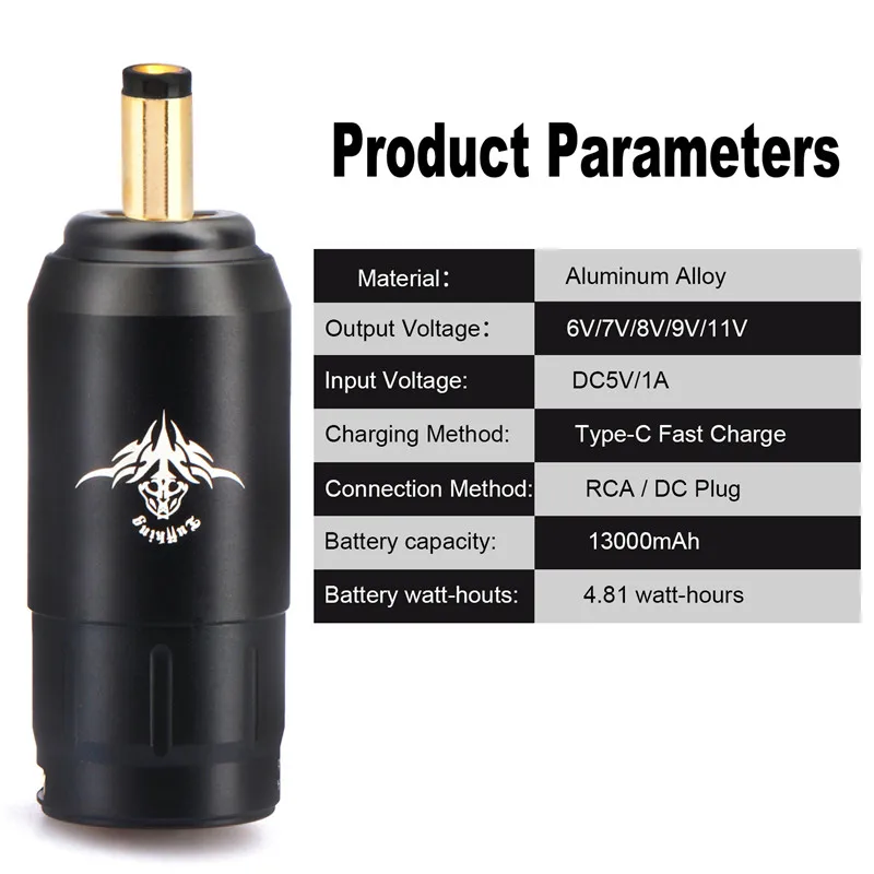 Professional Tattoo Mini Wireless Power Tattoo Battery for Tattoo Rotary Machine Pen DC/RCA Connection Tattoo Power Supply