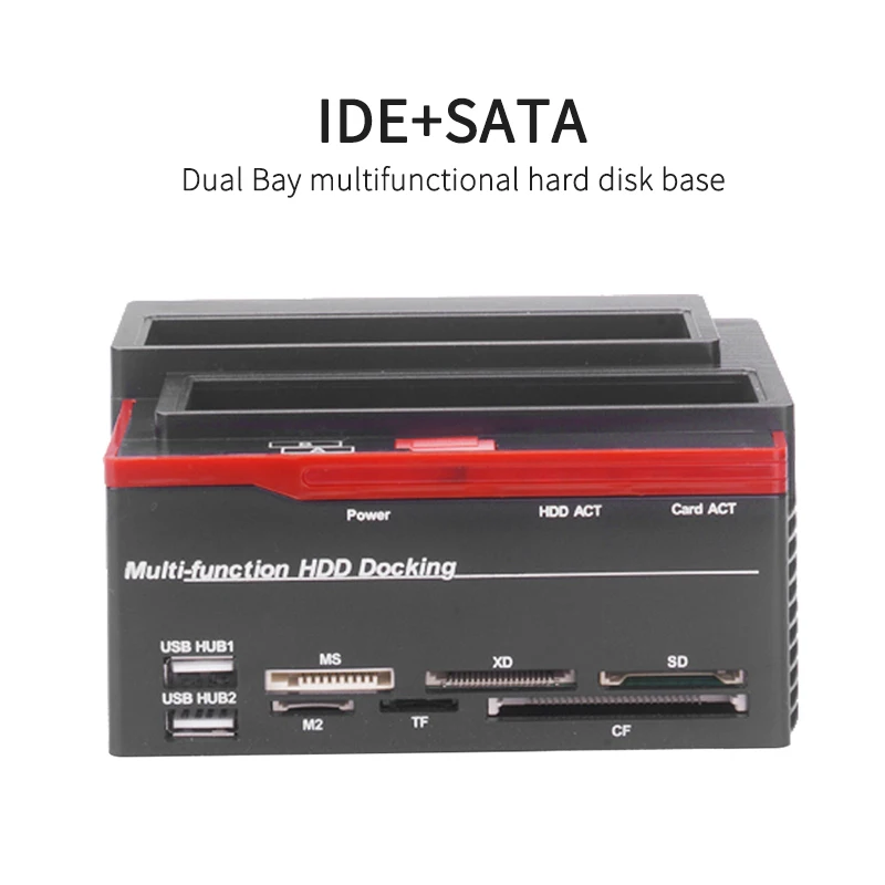 

Док-станция SATA IDE, 2,5 дюйма, корпус клонирования USB 3,5, 2 порта, ХАБ MS / M2 / XD / CF/ TF, кардридер, USB2.0