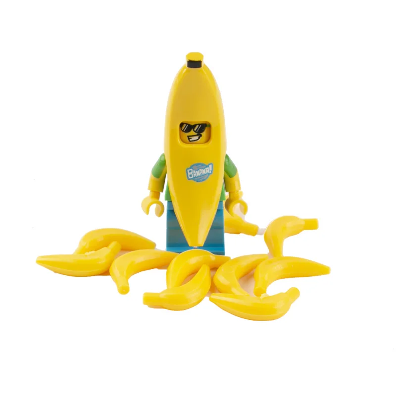 1Figure10Bananas Городские аксессуары герои мультфильмов Строительные блоки Друзья праздничные украшения для Хэллоуина продукты, Фрукты животных Кирпичи игрушки Дети C117 - Цвет: 1Figure10Bananas
