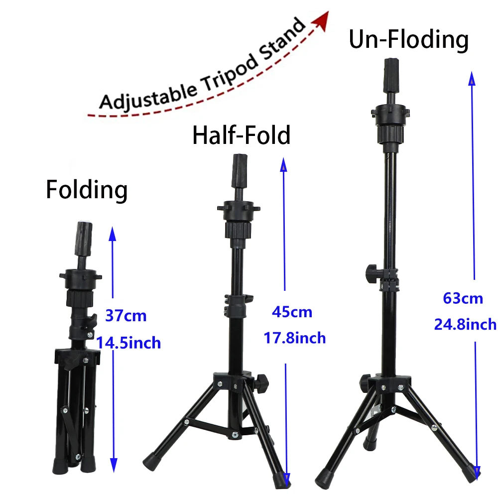 

Canvas Head With Supports Mannequin Wig Holder Stand for Hat Tripod Stand for Hair Extension Wig Stands Women's Wigs Accessories